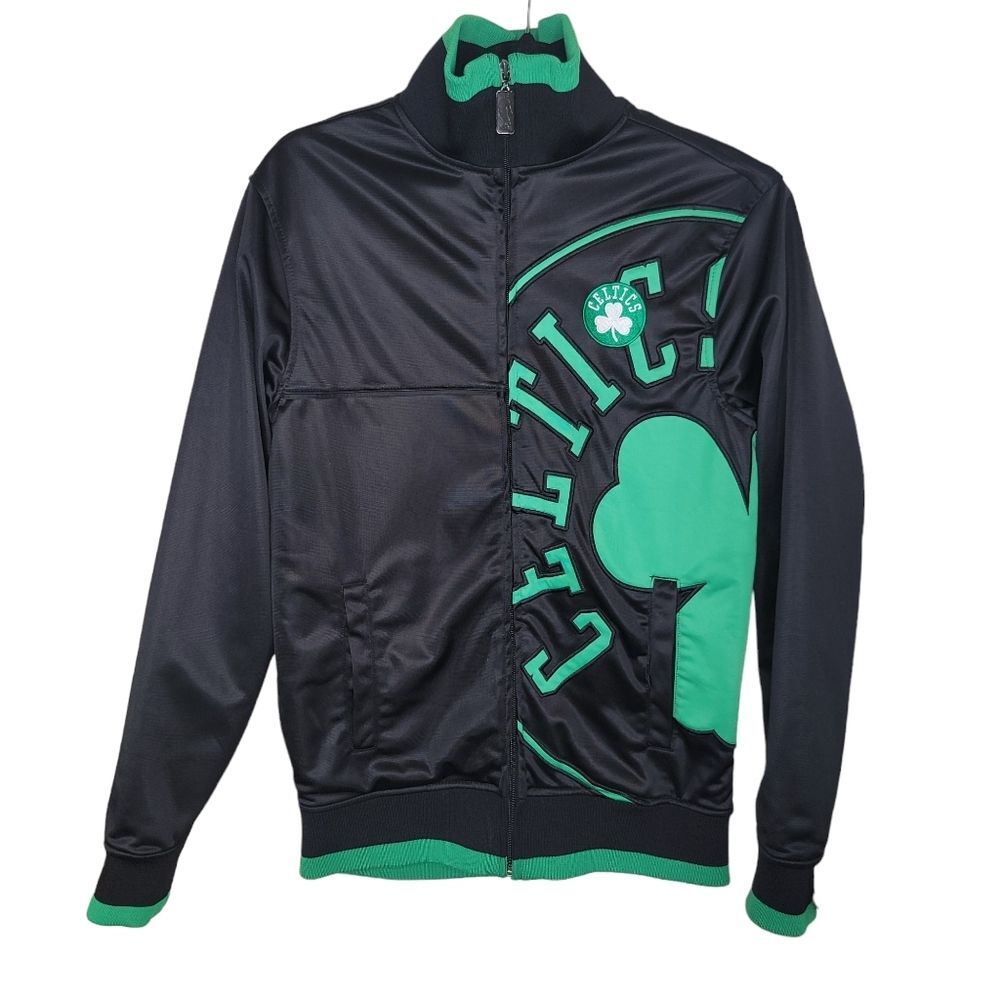Boston Celtics NBA Mens Jacket Black Green Zipper Size Small UNK Blue Label